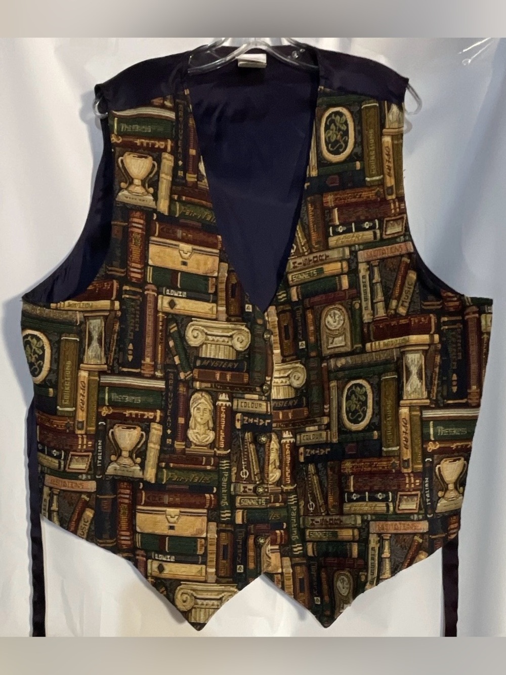 Bobbie Brooks Brown and Green Library Print Decorative Vest, 2X